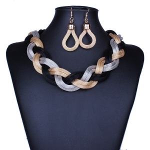 Fashion Bohemian Braided Rope Chokers Statement Necklace Set Jewelry