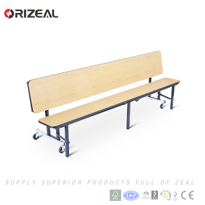 Orizeal Mobile Folding Canteen Table with Four Wheels